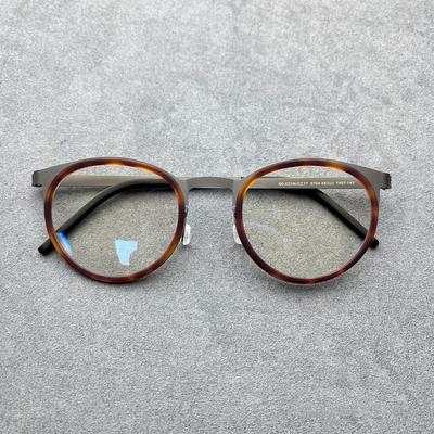 姜文同款眼镜框林德超轻β纯钛圆框镜架变色近视9704男女高度数
