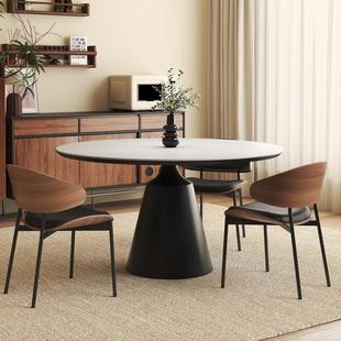 岩板圆餐桌带转盘家用高级感创意圆桌客厅小户型现代简约圆形饭桌