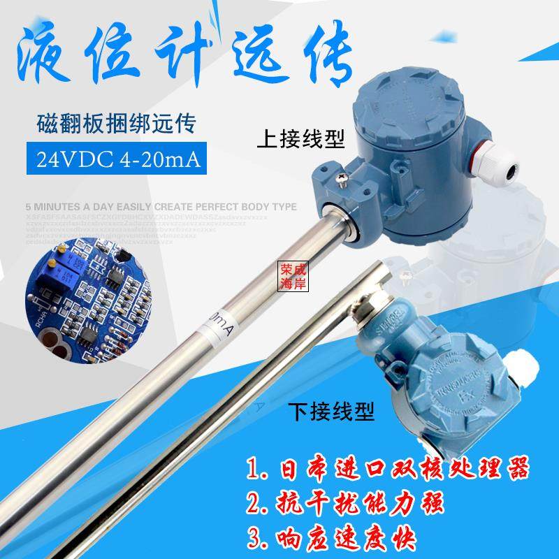 磁翻板远传变送器磁性浮子液位计液位感测器4-20mA 24VDC捆绑式