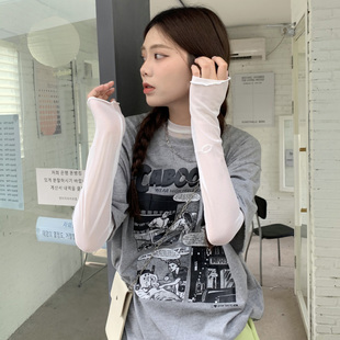 冰丝网纱长袖t恤女ins超火防晒衣夏季新款内搭薄款打底衫修身上衣