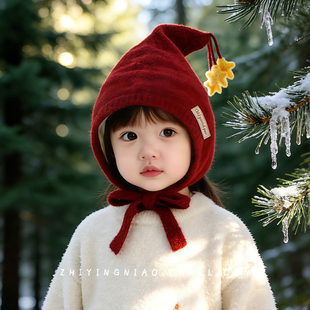 儿童帽子冬季韩版针织护耳帽宝宝可爱超萌精灵帽男女童保暖毛线帽