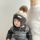 婴儿帽子秋冬季 针织帽韩系加厚百搭护耳帽小月龄宝宝男童毛线帽子