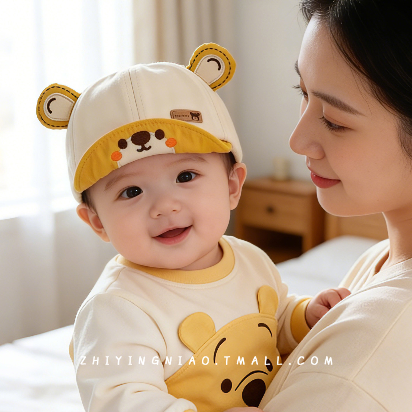 婴儿帽子春秋薄款鸭舌帽可爱超萌新生小月龄男宝宝遮阳软檐棒球帽