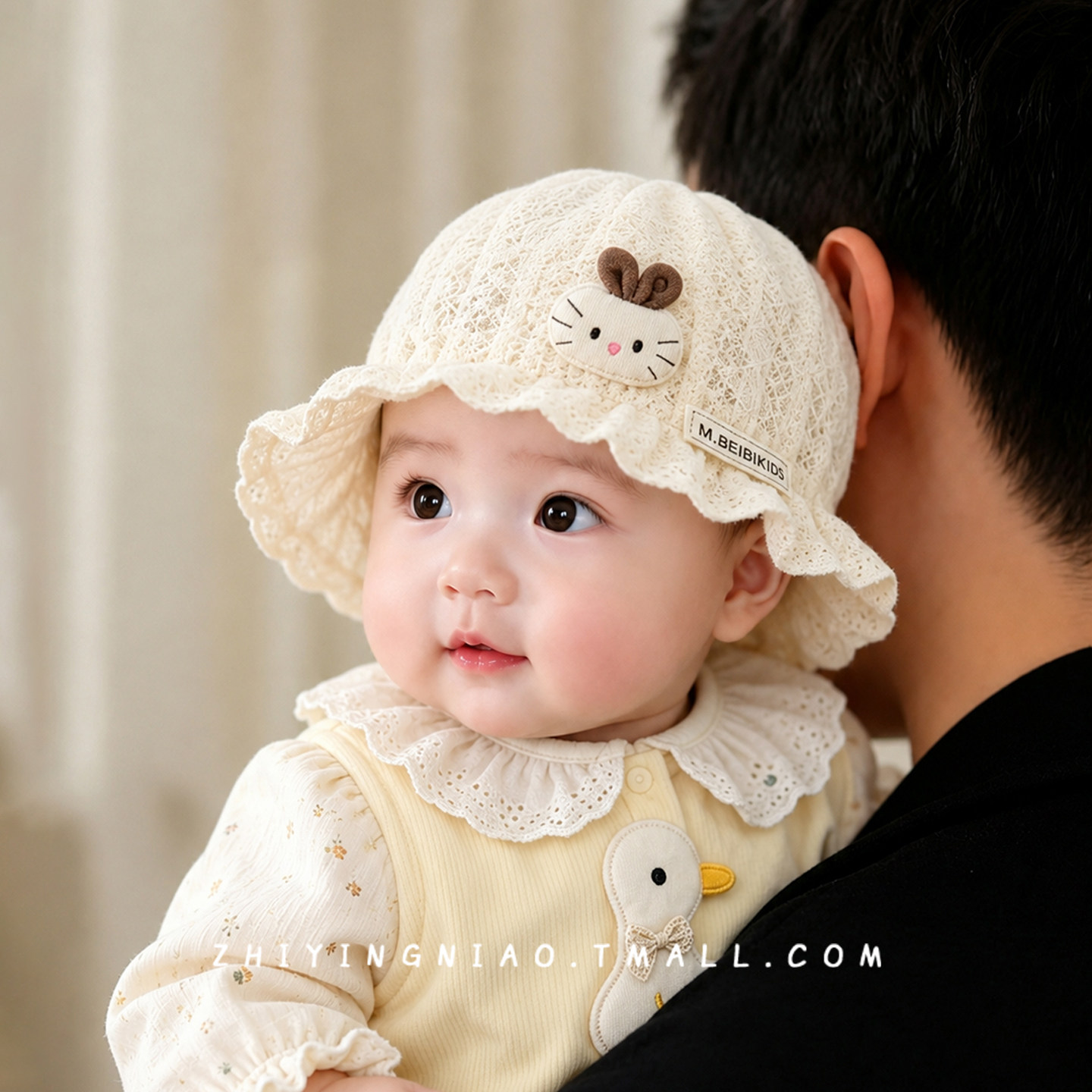 婴儿帽子春秋季女宝宝超萌渔夫帽新生儿可爱盆帽小月龄外出遮阳帽