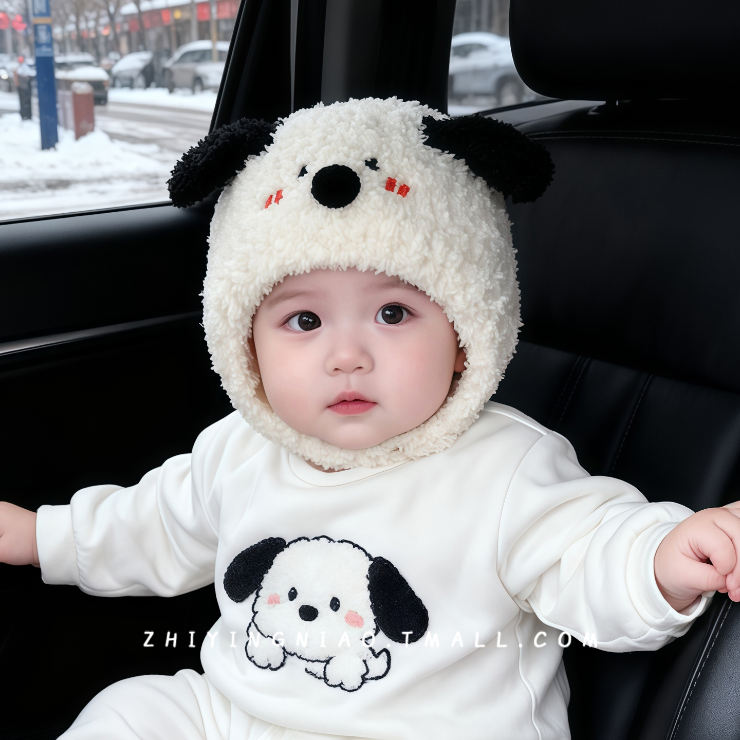 婴儿帽子秋冬季护耳帽可爱超萌加厚保暖小月龄男女宝宝毛绒套头帽