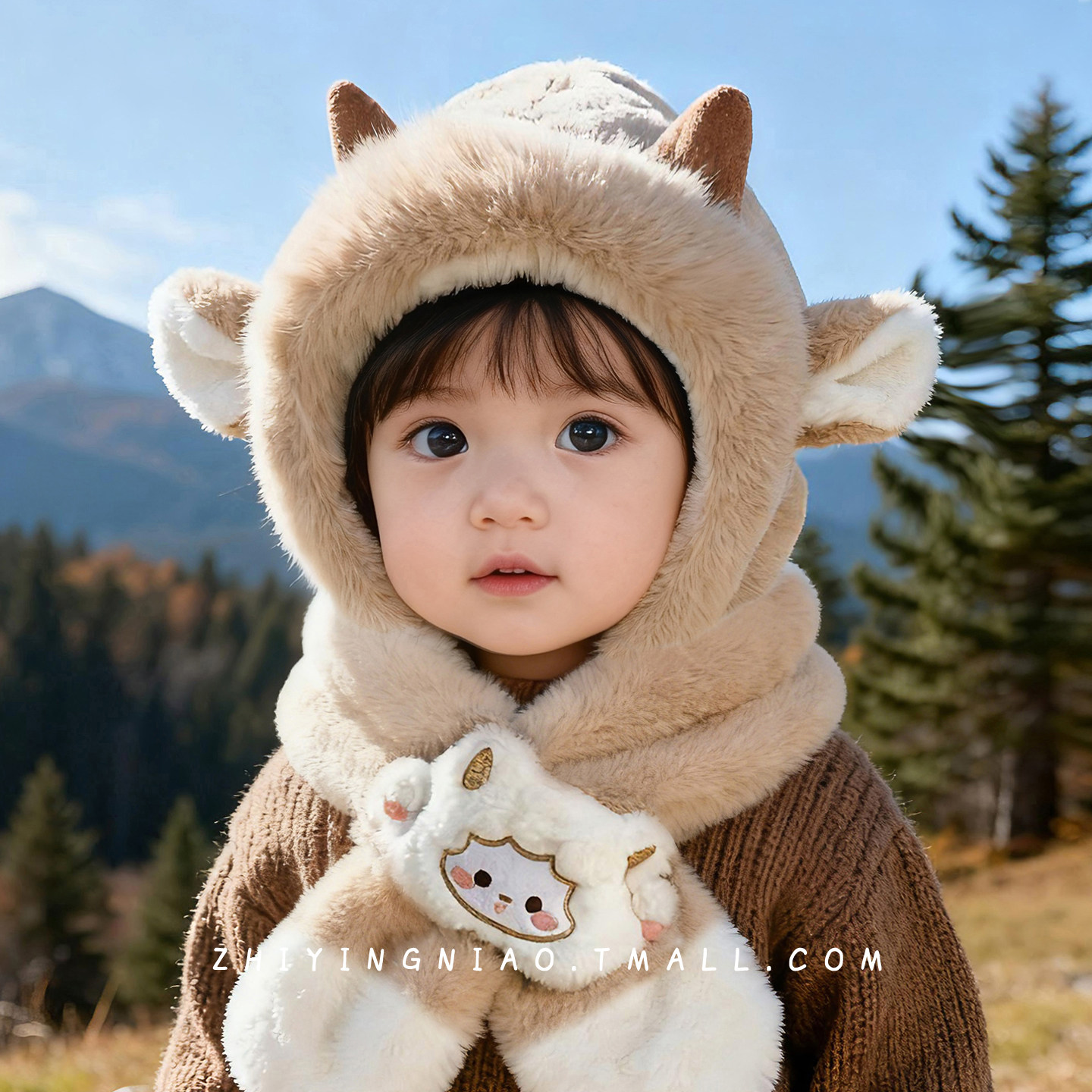 宝宝帽子秋冬季围巾一体帽加厚保暖毛绒帽可爱超萌男童女孩护耳帽,童装/婴儿装/亲子装,帽子,淘宝优惠券,粉丝福利购,淘宝优惠卷