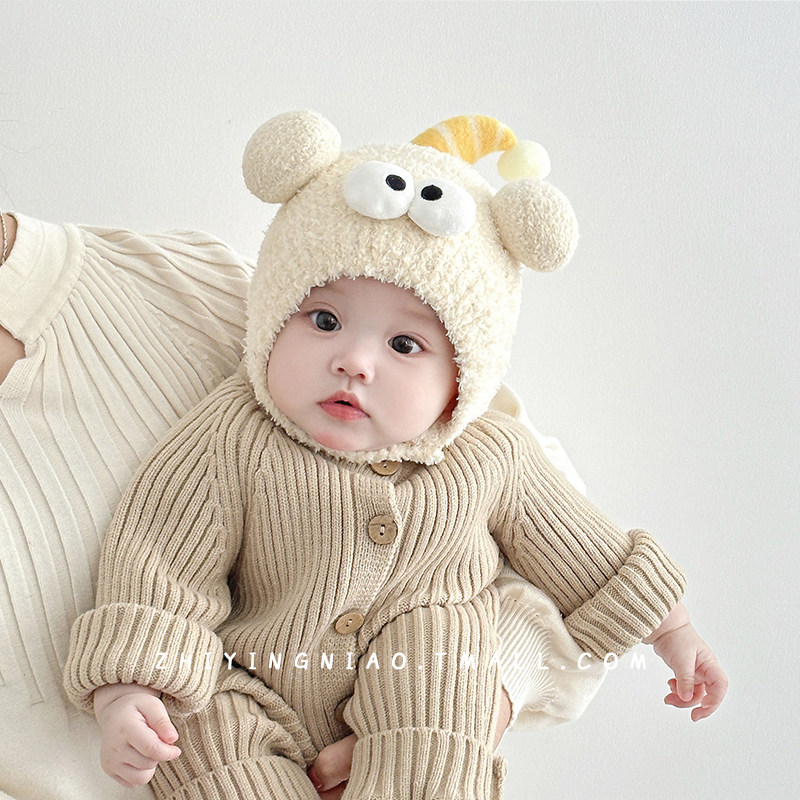 婴儿帽子秋冬季毛线帽搞怪超萌针织护耳帽小月龄宝宝男冬天套头帽,童装/婴儿装/亲子装,帽子,淘宝优惠券,粉丝福利购,淘宝优惠卷