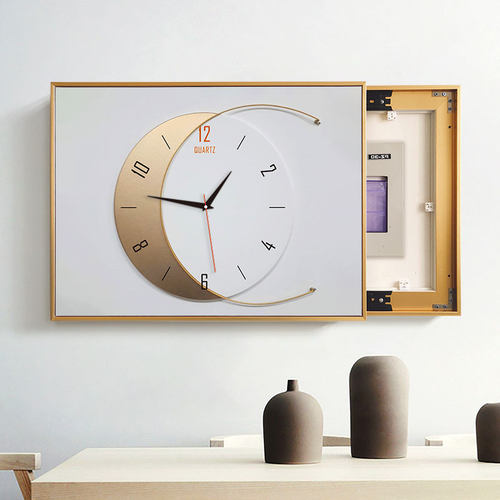 电表箱装饰画 画创意免打孔配电箱遮挡箱电闸盒配电箱带钟表弱开