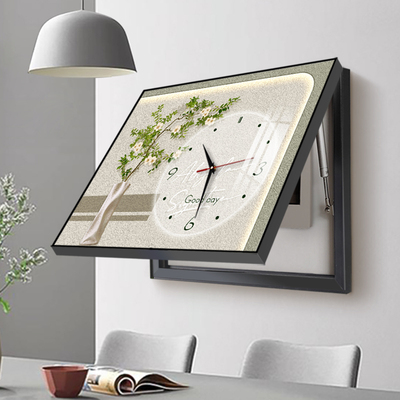 绿植电表箱装饰画免打孔时钟配电箱餐厅带钟表电闸箱开关遮挡挂画