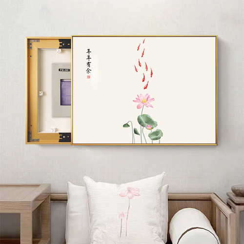 禅意花卉电表箱装饰画