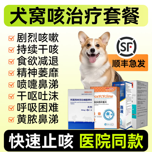 犬窝咳治疗套餐药狗咳嗽干呕感冒发烧专用咳喘宠物抗病毒窝咳净