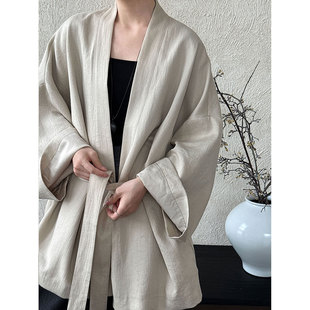 新款 外套女秋季 纯色绑带风衣8503 道袍休闲风开衫 日系中长款