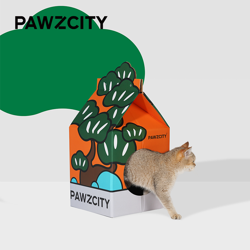 PAWZCITY松树活力盆栽奶盒猫窝