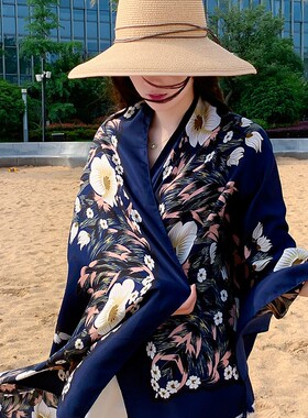 巴比伦夏日防晒旅游披肩时尚百搭红色薄款民族风拍照优雅气质女潮