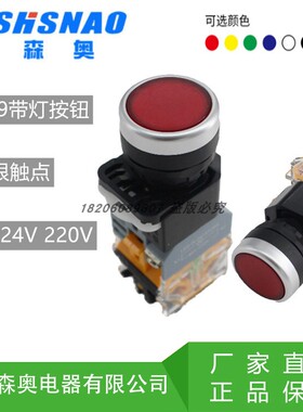 上海森奥按钮带灯开关SAY7-B  LA39-11D/203  LA38-11D 复位自锁