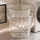 水桶家用大号储水桶带盖透明洗澡桶洗衣提桶洗脸盆水勺盖子四件套