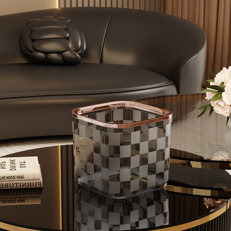 简约带压圈桌面垃圾桶