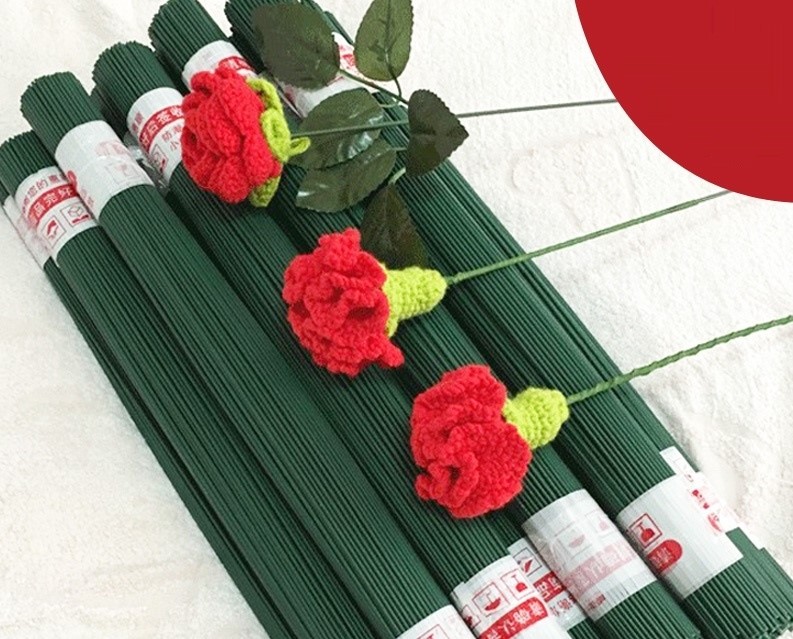 手工玫瑰花材料包全套丝网DIY花径绿铁丝2号花枝胶包花杆玫瑰花杆