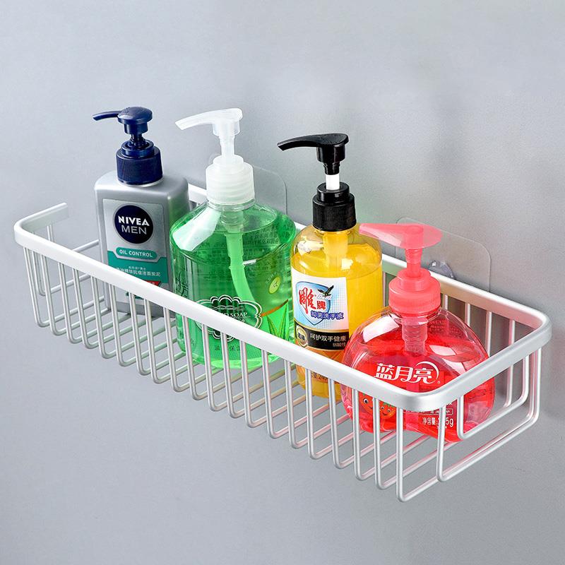 浴室免打孔沐浴露航空铝置物架卫生间壁挂式太空铝挂篮收纳篮挂墙