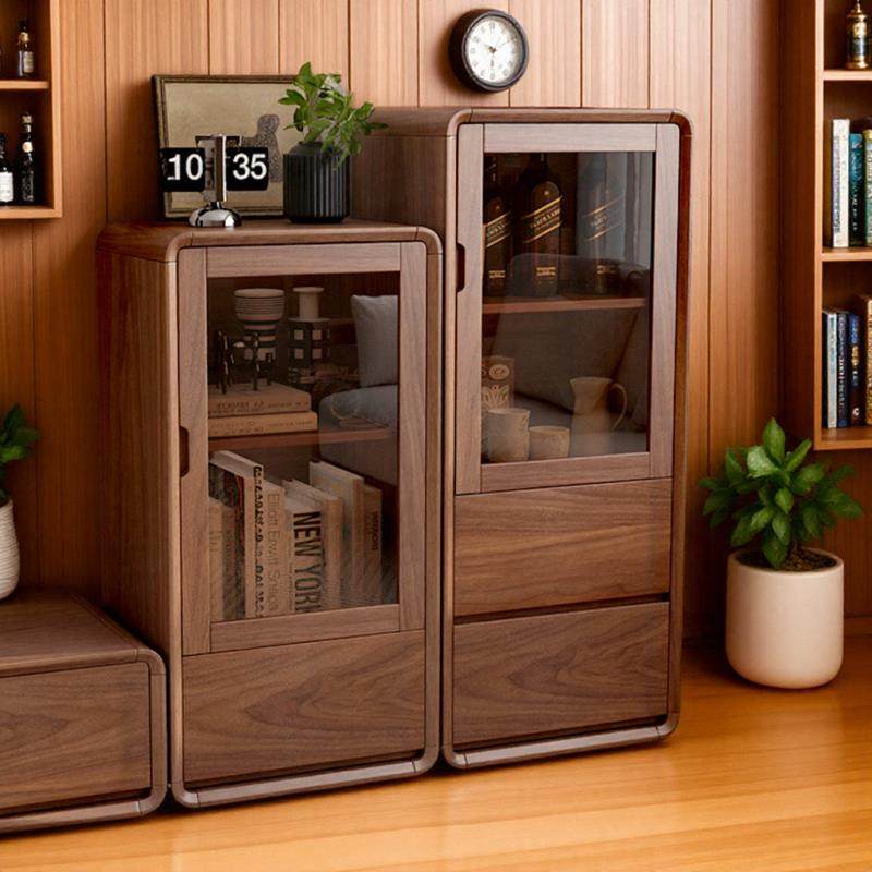 全实木沙发边柜客厅家用2025新款电视柜小户型落地胡桃木电视边柜