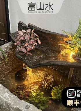 庭院花园石槽流水景观喷泉户外园林仿古做旧石臼养鱼仿真水缸摆件