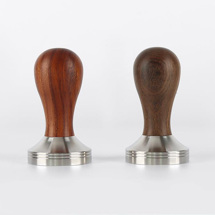 304不锈钢咖啡压粉器51/53/58mm粉锤实木手柄 家用咖啡机填压器