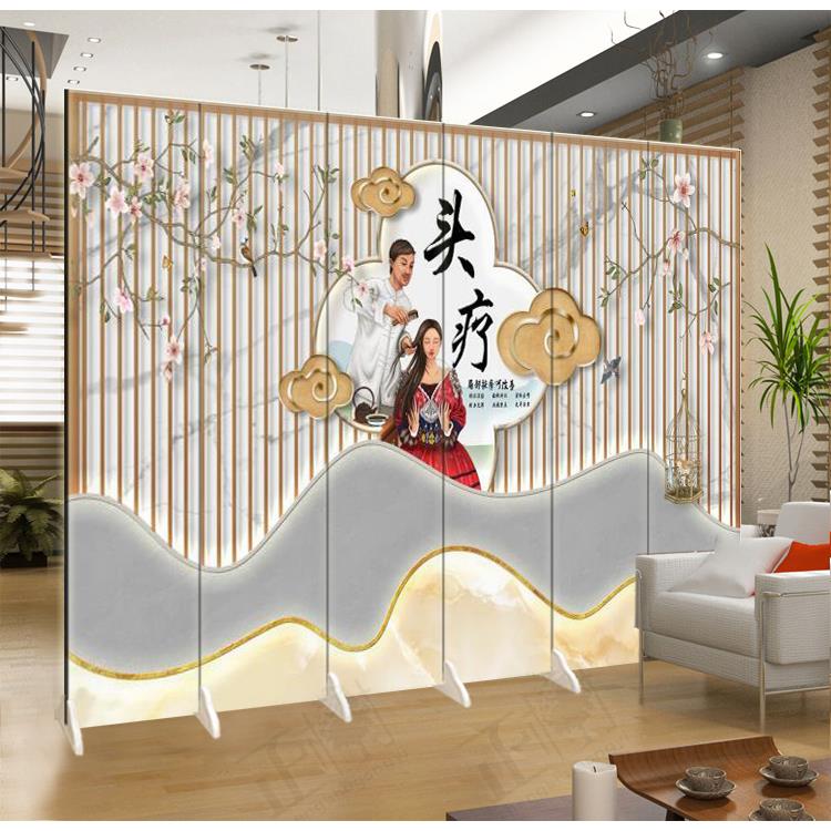 头疗采耳足道中医折叠移动屏风隔断墙现代客厅入户养生美容馆遮挡
