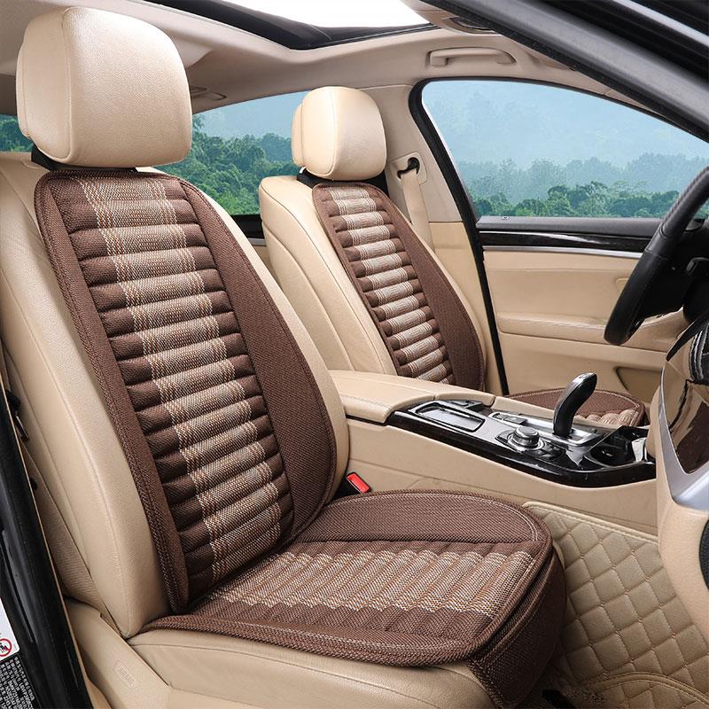 竹炭汽车坐垫单片亚麻透气四季通用养生防滑后排座椅有靠背座垫