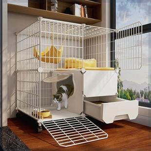 猫笼子家用猫砂盆厕所一体室内不占地小型猫窝超大自由空间猫别墅