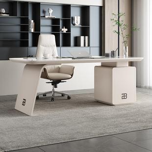 高级感家用书房电脑桌咨询桌 书桌现代简约轻奢岩板办公桌设计师款