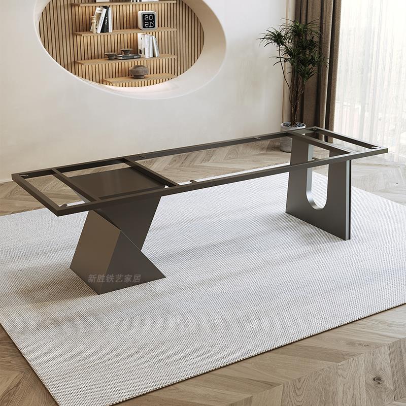 金属桌腿实木大板桌脚支架岩板大理石办公桌架奢石茶台设计桌底座