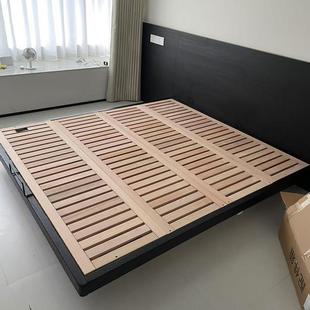 全实木中古风白蜡木床榉木排骨架无床头床架双人主卧齐边悬浮床