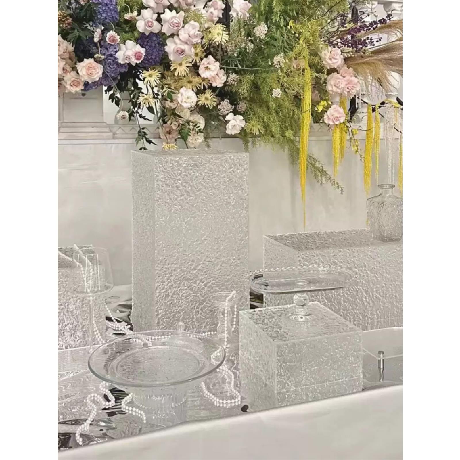 亚克力水波纹甜品台展示架百日周岁宴会蛋糕托盘网红婚礼装饰摆件