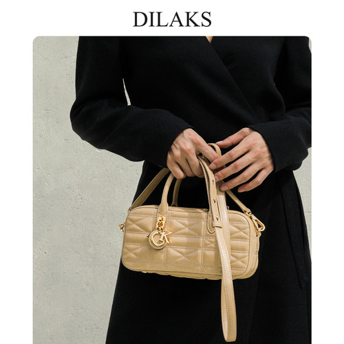 迪莱克丝专柜正品菱格手提包