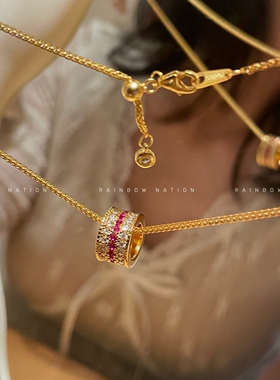RainbowNation路路通s925银项链锆石轻奢高级感转运珠复古老钱风