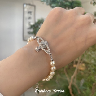 RainbowNation土星珍珠手链女别针高级感轻奢复古後太西绝美百搭