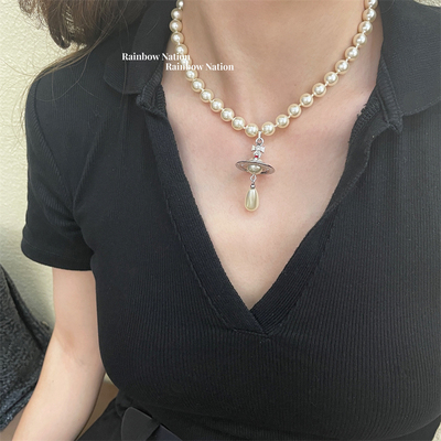 高定高品质大号立体土星珍珠项链