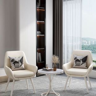 奶油风阳台休闲桌椅组合轻奢网红区布置茶桌椅三件套阳台小桌椅