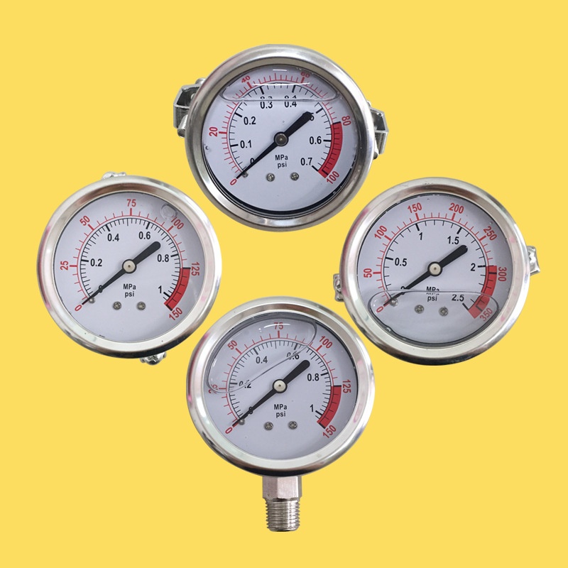 不锈钢PT1/4牙接口真空压力表 7KG/10KG/25KG广州批发面板压力表