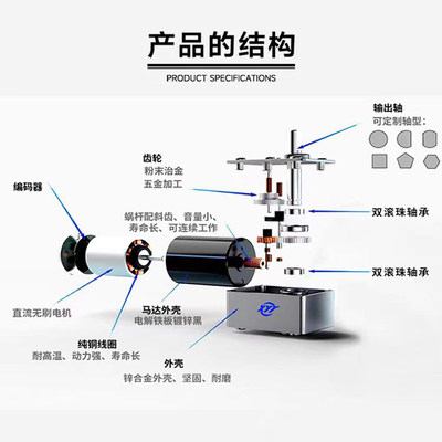 5840永泰新3650微型直流无刷直角减速调速电机慢速低速马达12v24v