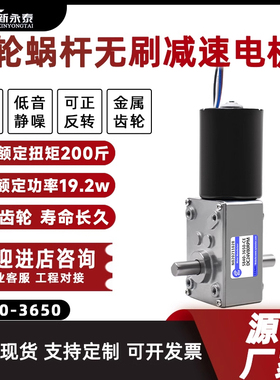新永泰5840无刷减速电机3650双轴蜗轮蜗杆直角电机12v24v调速马达