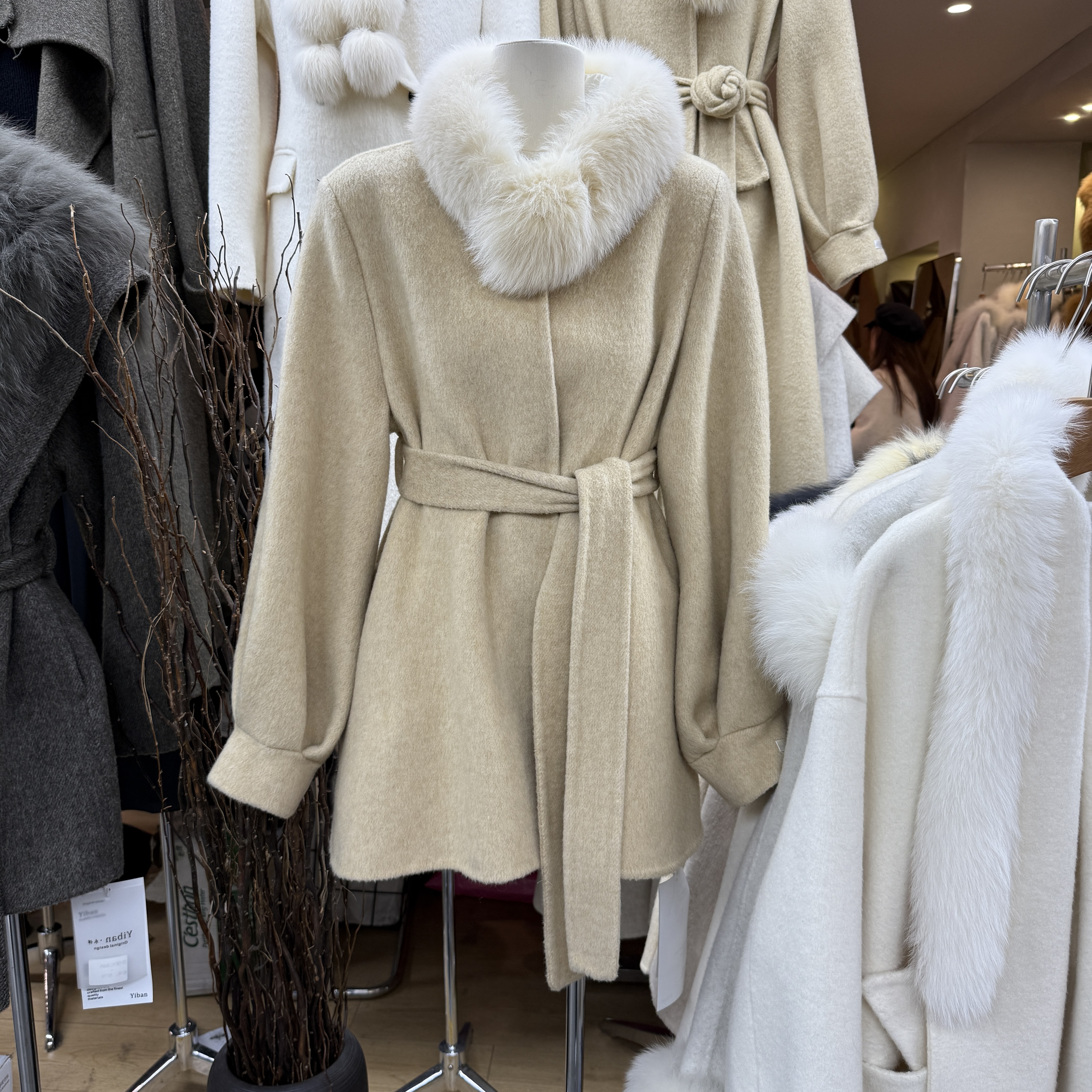 韩版千金风毛领羊毛大衣外套女