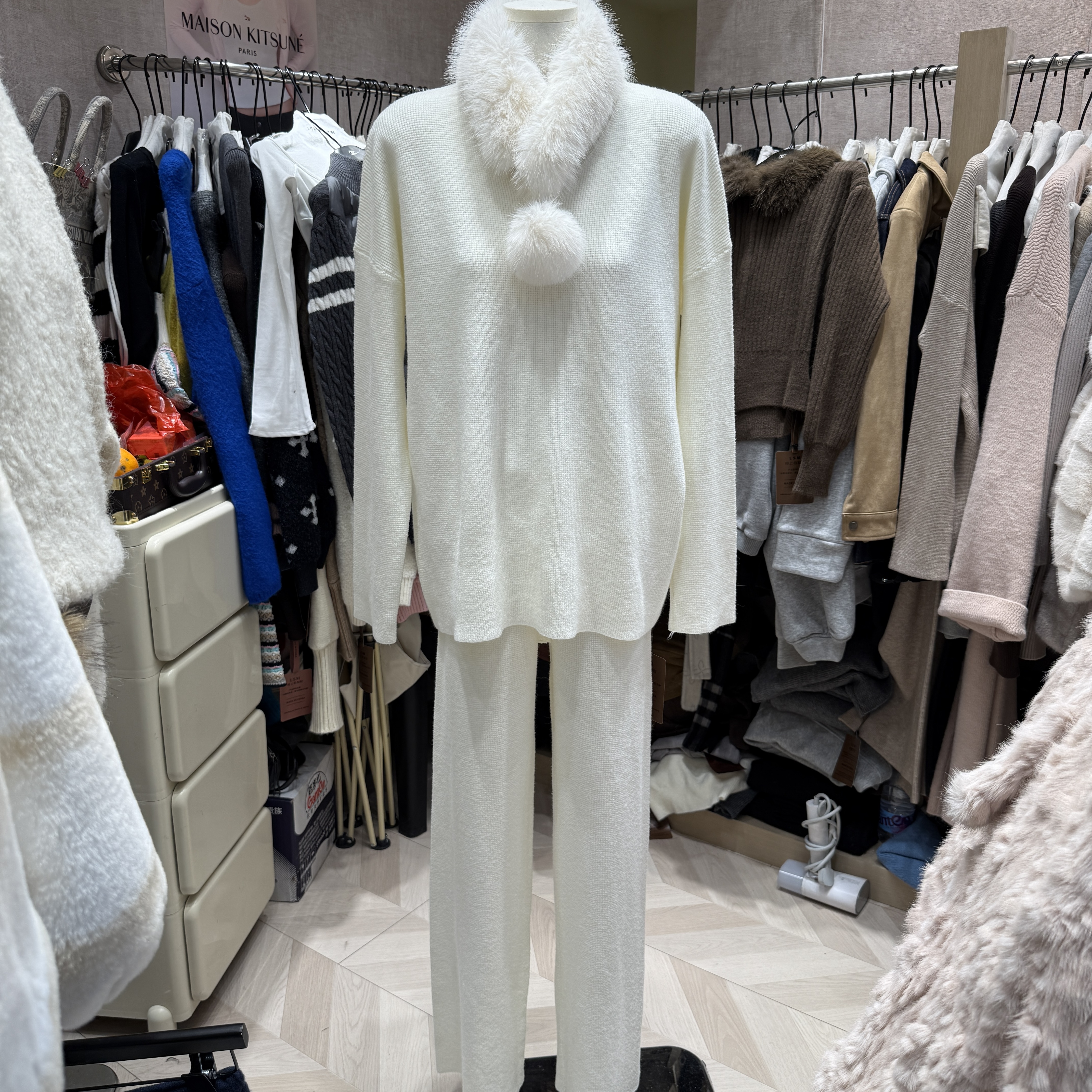 韩版慵懒风针织毛衣休闲裤套装