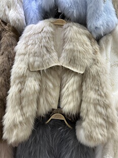 十三行现货2023秋款韩版港风皮草翻领毛绒绒减龄外套女S102W1336