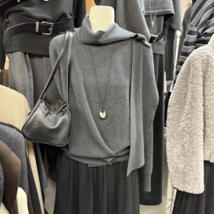 圆领针织围脖收腰显瘦毛衣S68589W123 韩版 十三行现货2025冬季 新款