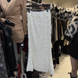 时尚 韩版 重工亮片不规则半身裙s68843w198 新款 十三行拿货2025冬季