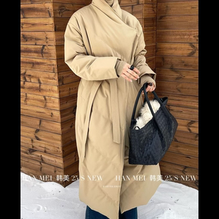 大翻领长款 韩美现货2025冬季 时尚 韩版 收腰羽绒服S68556W732 新款