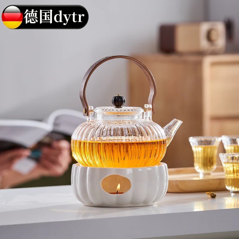 蜡烛加热保温南瓜玻璃茶壶套装