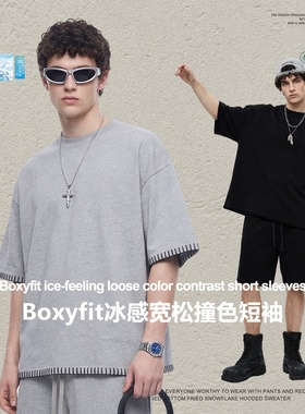美式短宽Boxyfit索罗娜宽松圆领短袖t恤春夏潮牌设计感休闲上衣男