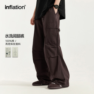 美式 街头多口袋宽松休闲裤 潮牌成衣水洗阔腿工装 春夏新品 男 裤 INF